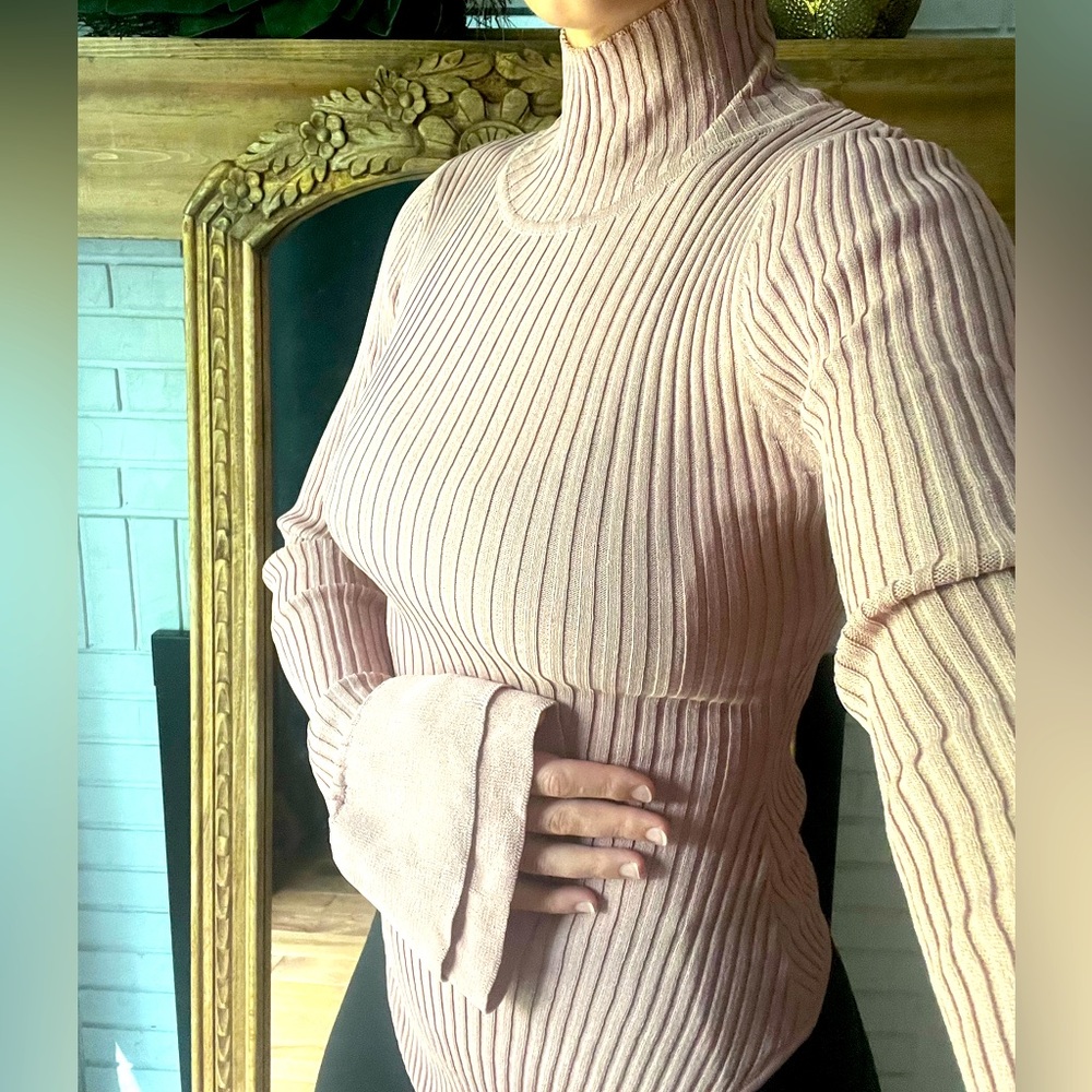 Free People NWT Blush Turtleneck Bodysuit with Bell Sleeve